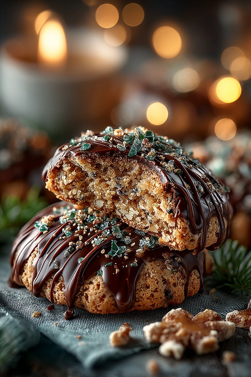 Lebkuchen mit Schokoladenglasur auf einem Backgitter